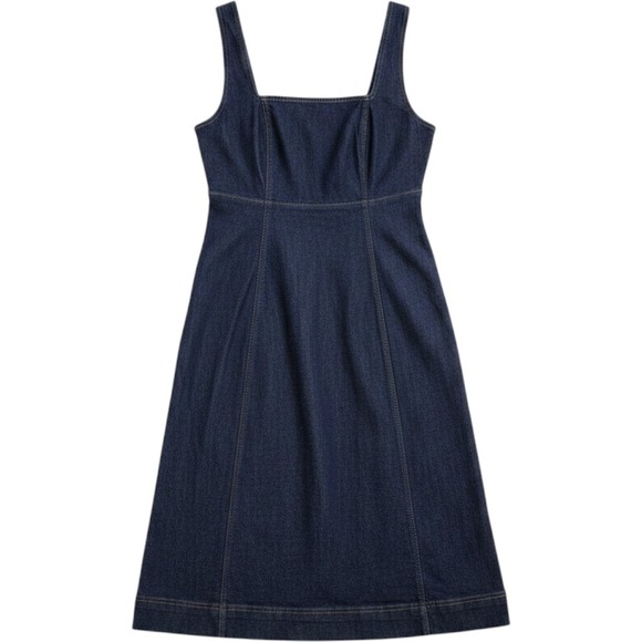 Old Navy Dresses & Skirts - Old Navy Womens Dark Wash Denim Midi Fit and Flare Square Neck Dress Small NWT